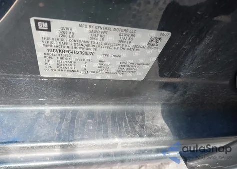 2017 Chevrolet Silverado 1500 1Lt from USA, damaged, VIN 1GCVKREC4HZ398070